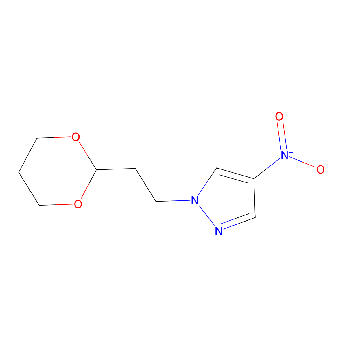 1-[2-(1,3-Dioxan-2-yl)ethyl]-4-nitro-1H-pyrazole molecular structure, CAS 1240574-06-4