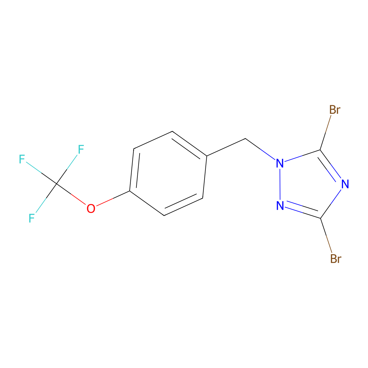 3,5-Dibromo-1-{[4-(trifluoromethoxy)phenyl]methyl}-1H-1,2,4-triazole molecular structure, CAS 1240574-08-6