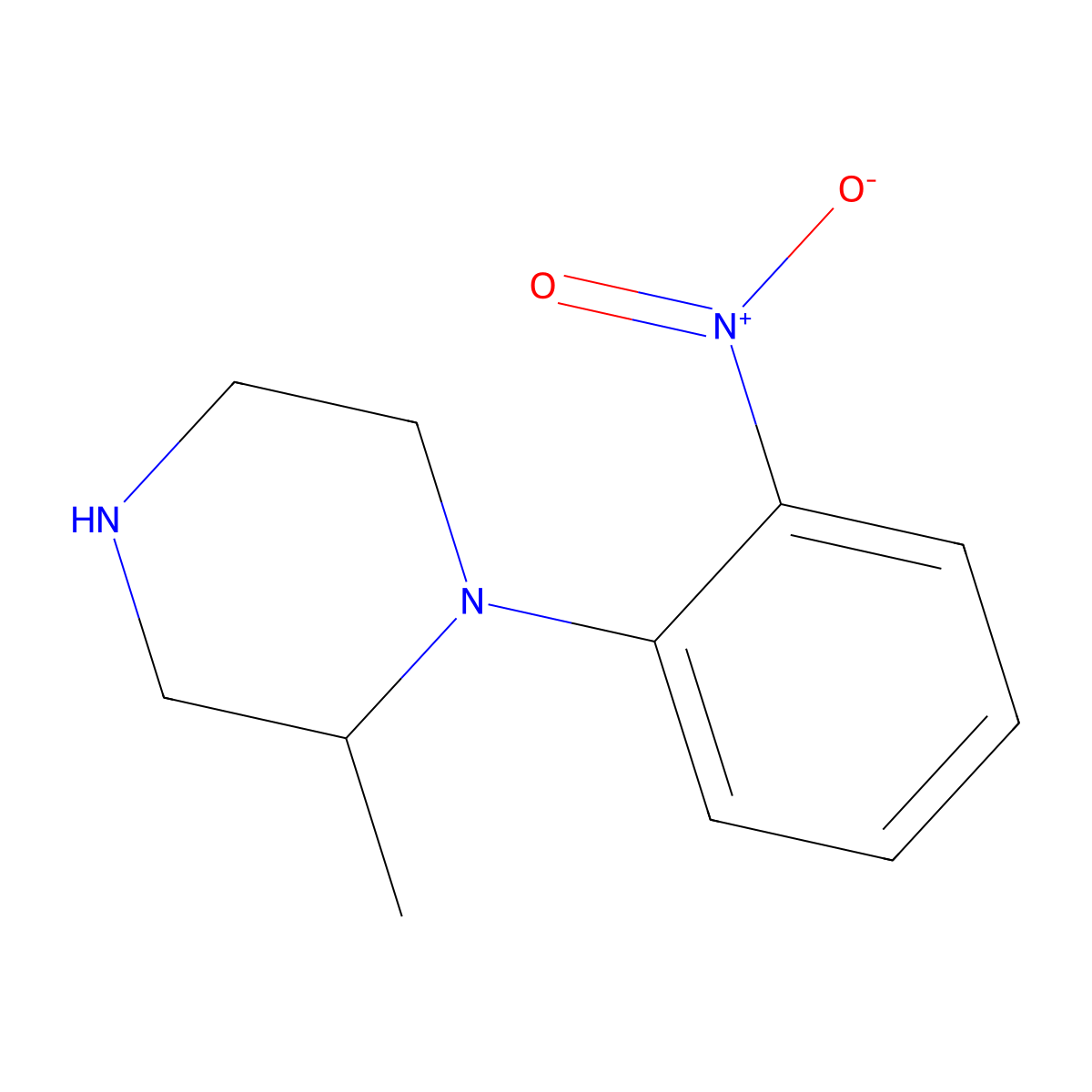 2-Methyl-1-(2-nitrophenyl)piperazine molecular structure, CAS 1240574-14-4