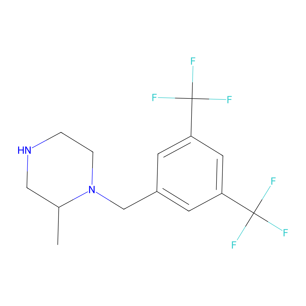 1-{[3,5-Bis(trifluoromethyl)phenyl]methyl}-2-methylpiperazine molecular structure, CAS 1240574-18-8