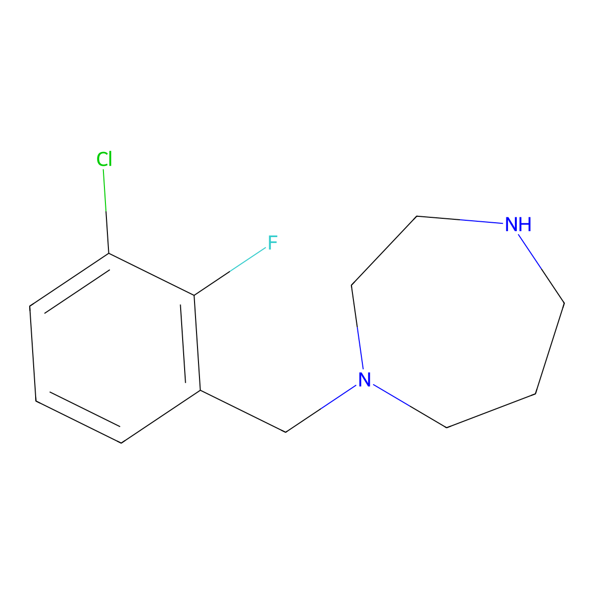 1-[(3-Chloro-2-fluorophenyl)methyl]-1,4-diazepane molecular structure, CAS 1240574-31-5