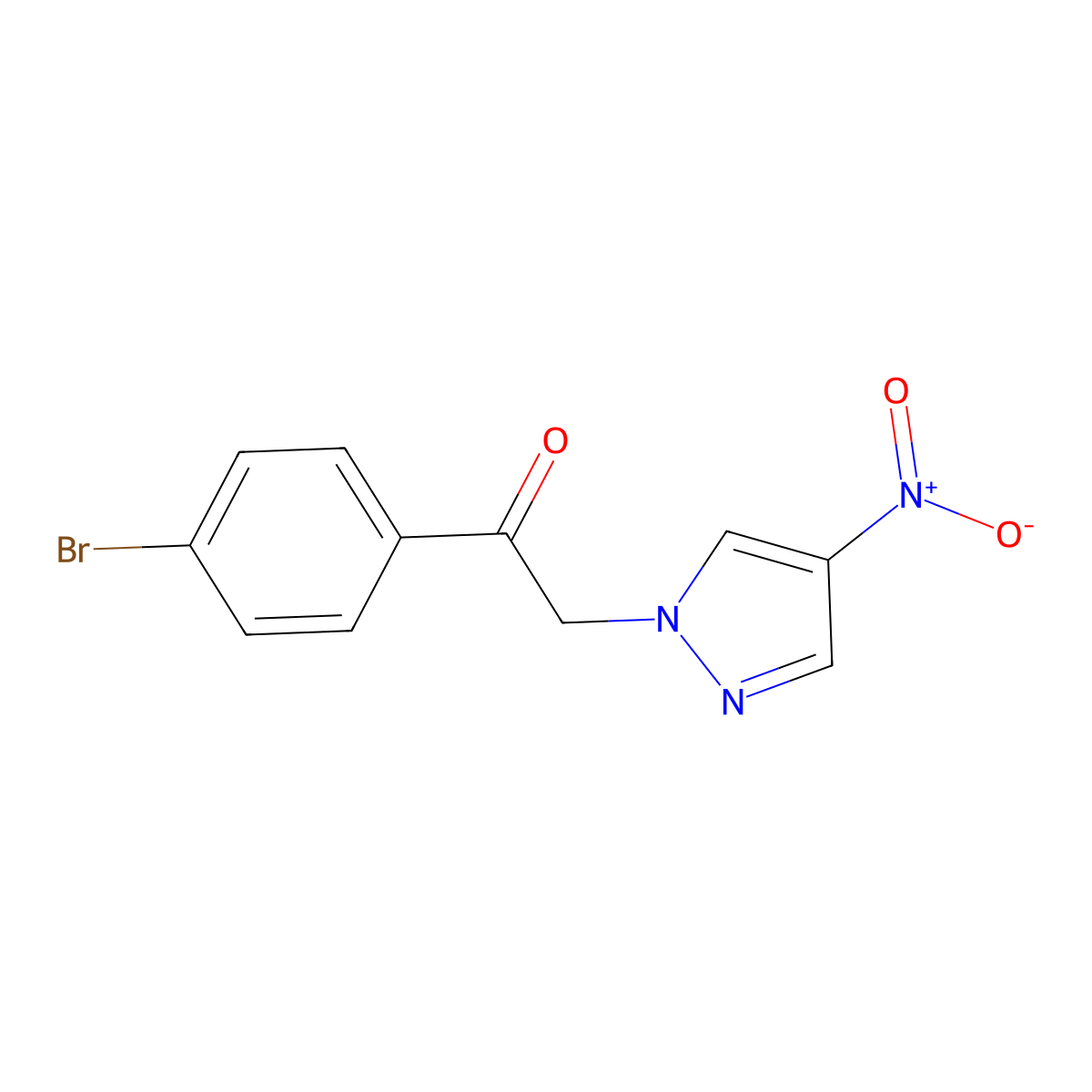 1-(4-Bromophenyl)-2-(4-nitro-1H-pyrazol-1-yl)ethan-1-one molecular structure, CAS 1240574-93-9