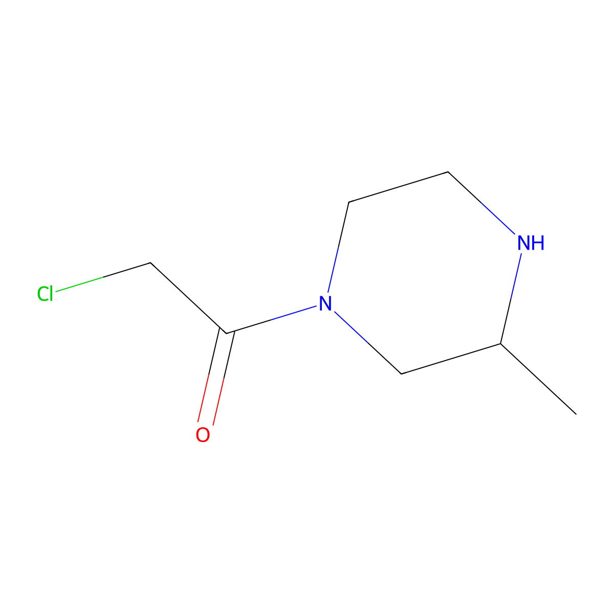 2-Chloro-1-(3-methylpiperazin-1-yl)ethan-1-one molecular structure, CAS 1240574-98-4