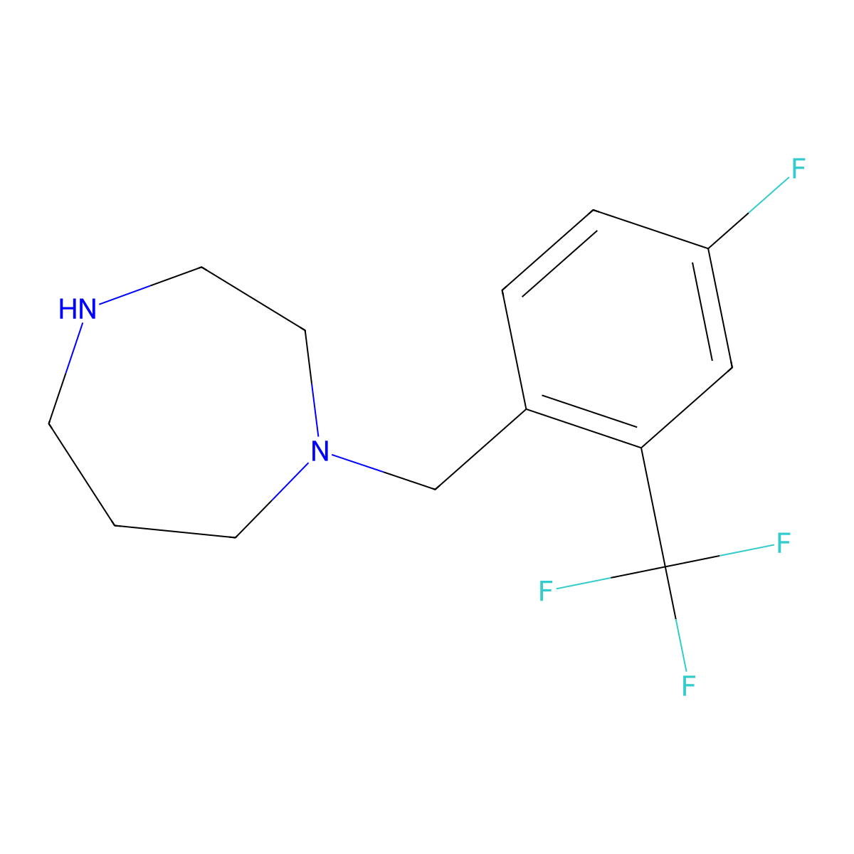 1-{[4-Fluoro-2-(trifluoromethyl)phenyl]methyl}-1,4-diazepane molecular structure, CAS 1240575-07-8