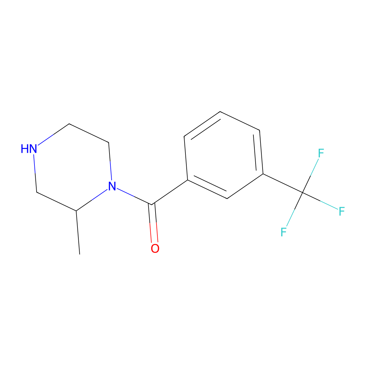 2-Methyl-1-[3-(trifluoromethyl)benzoyl]piperazine molecular structure, CAS 1240575-10-3