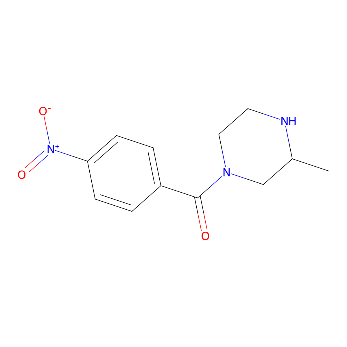 3-Methyl-1-(4-nitrobenzoyl)piperazine molecular structure, CAS 1240575-11-4