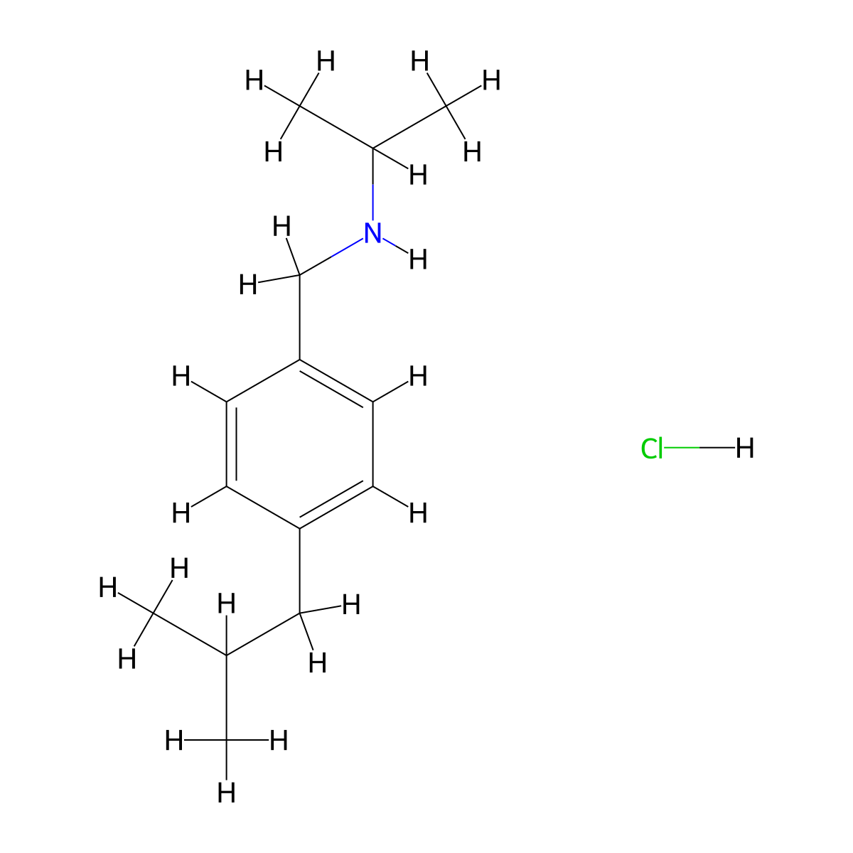 {[4-(2-Methylpropyl)phenyl]methyl}(propan-2-yl)amine hydrochloride molecular structure, CAS 1240576-92-4