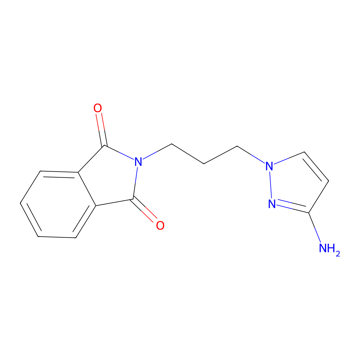 2-[3-(3-Amino-1H-pyrazol-1-yl)propyl]-2,3-dihydro-1H-isoindole-1,3-dione molecular structure, CAS 1240577-77-8