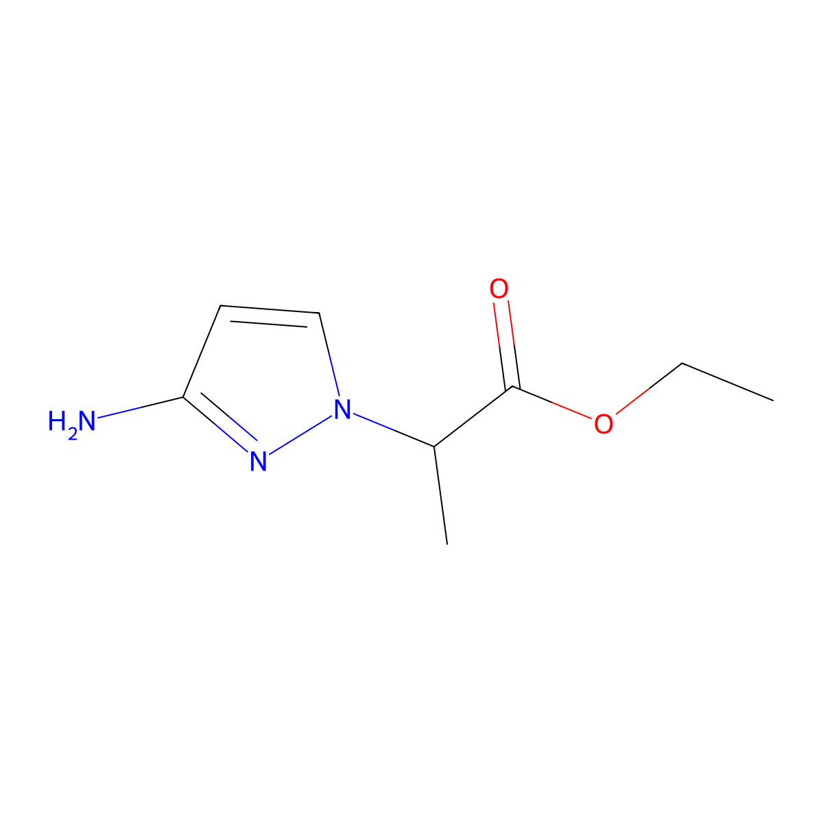 Ethyl 2-(3-amino-1h-pyrazol-1-yl)propanoate molecular structure, CAS 1240577-90-5