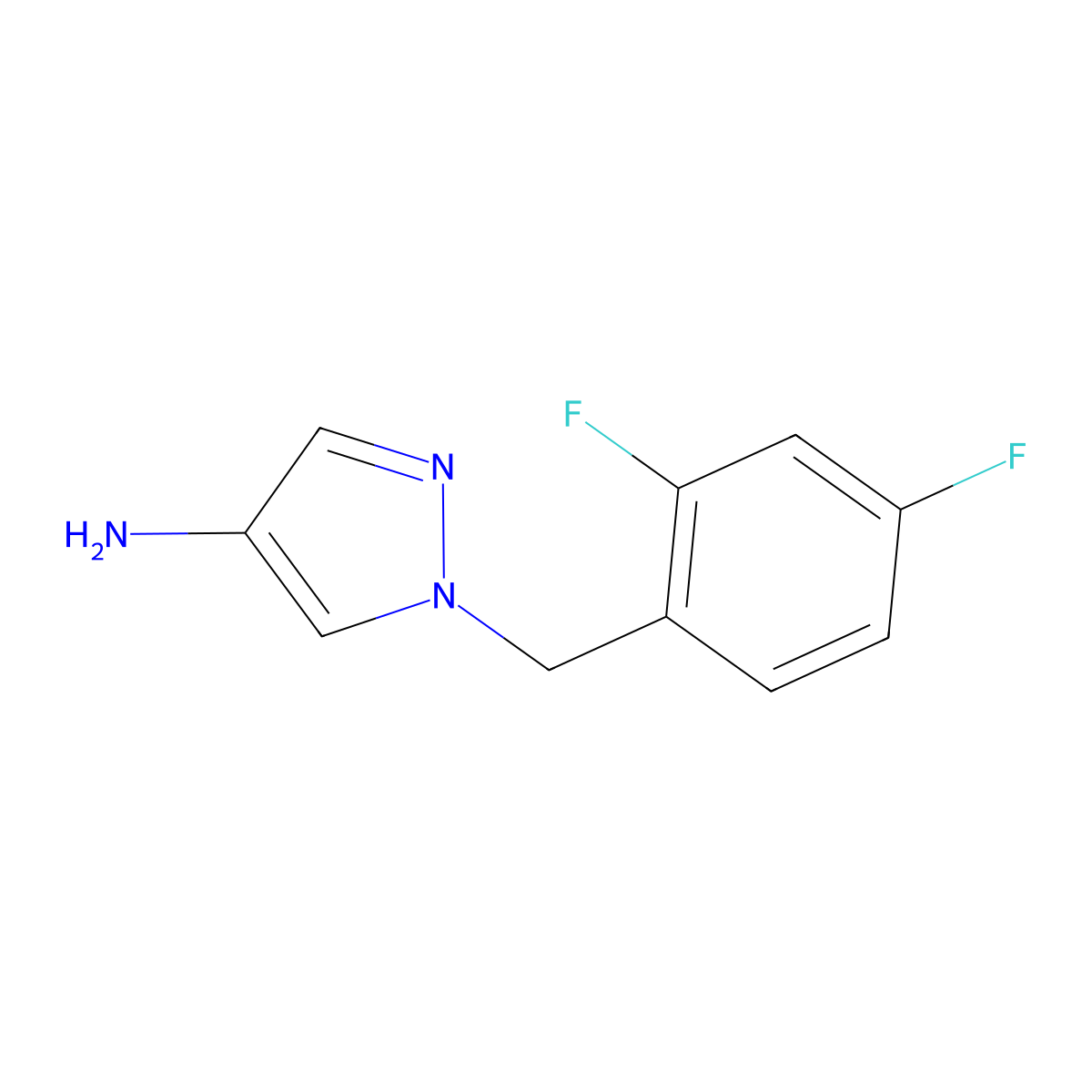 1-[(2,4-Difluorophenyl)methyl]-1H-pyrazol-4-amine molecular structure, CAS 1240578-13-5