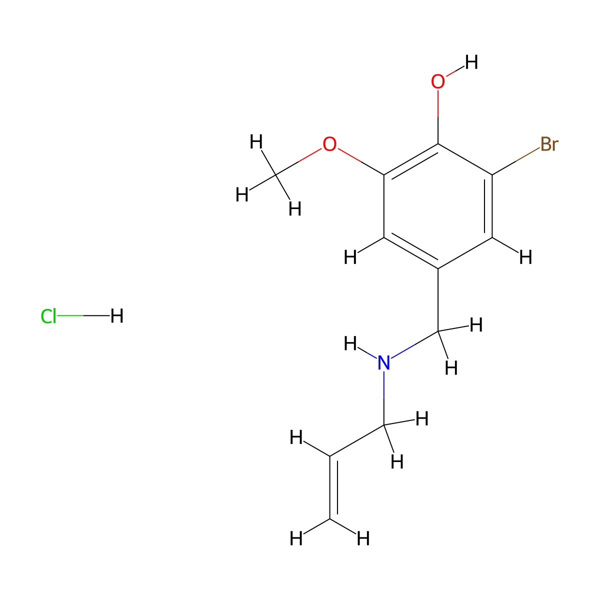 2-Bromo-6-methoxy-4-{[(prop-2-en-1-yl)amino]methyl}phenol hydrochloride molecular structure, CAS 1240578-15-7