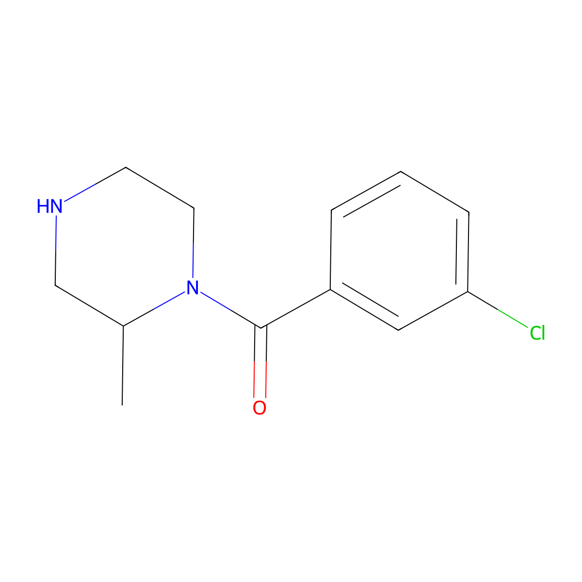 1-(3-Chlorobenzoyl)-2-methylpiperazine molecular structure, CAS 1240578-17-9