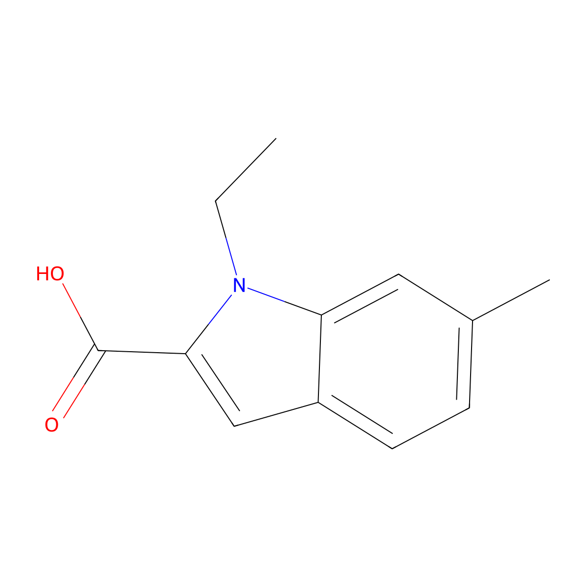 1-Ethyl-6-methyl-1H-indole-2-carboxylic acid molecular structure, CAS 1240578-52-2