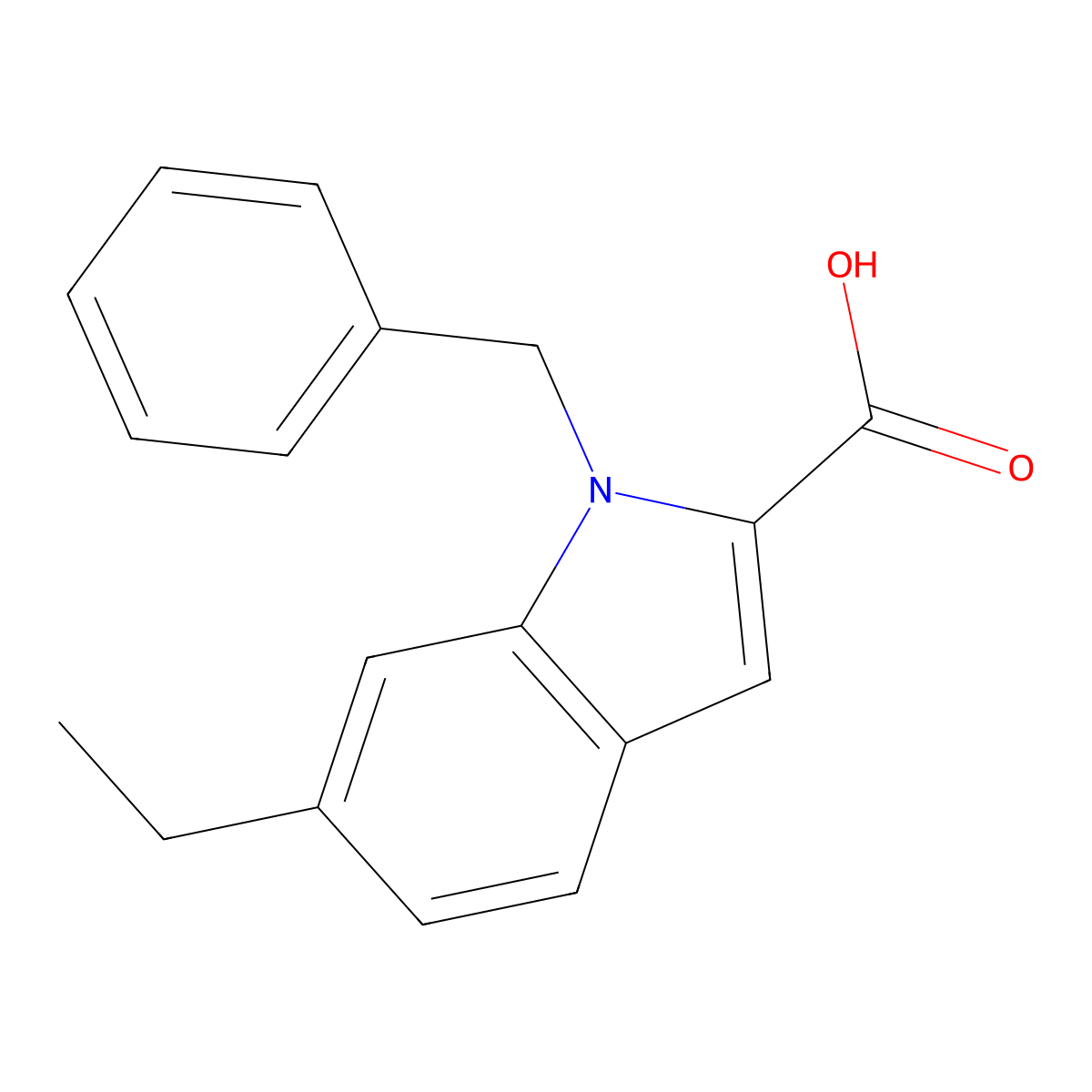 1-Benzyl-6-ethyl-1H-indole-2-carboxylic acid molecular structure, CAS 1240578-54-4