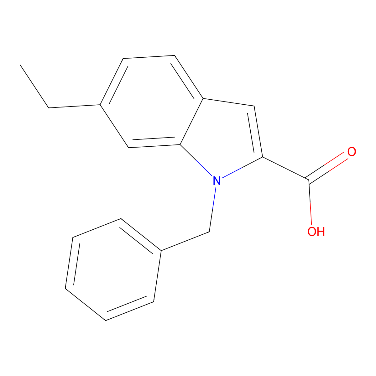 1-Benzyl-6-ethyl-1H-indole-2-carboxylic acid molecular structure, CAS 1240578-54-4