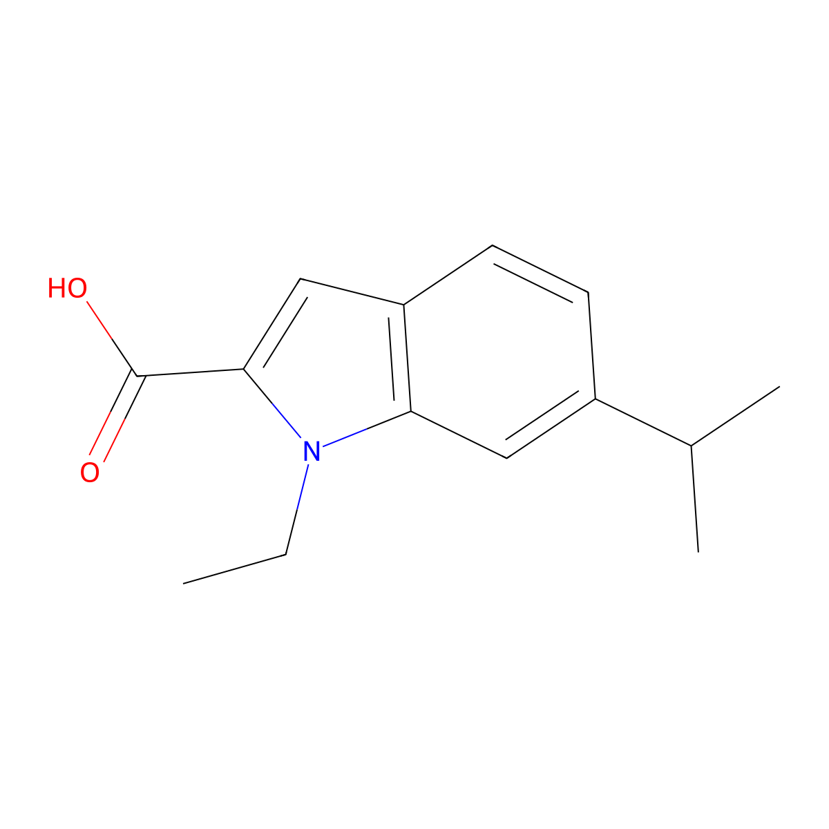 1-Ethyl-6-(propan-2-yl)-1H-indole-2-carboxylic acid molecular structure, CAS 1240578-58-8