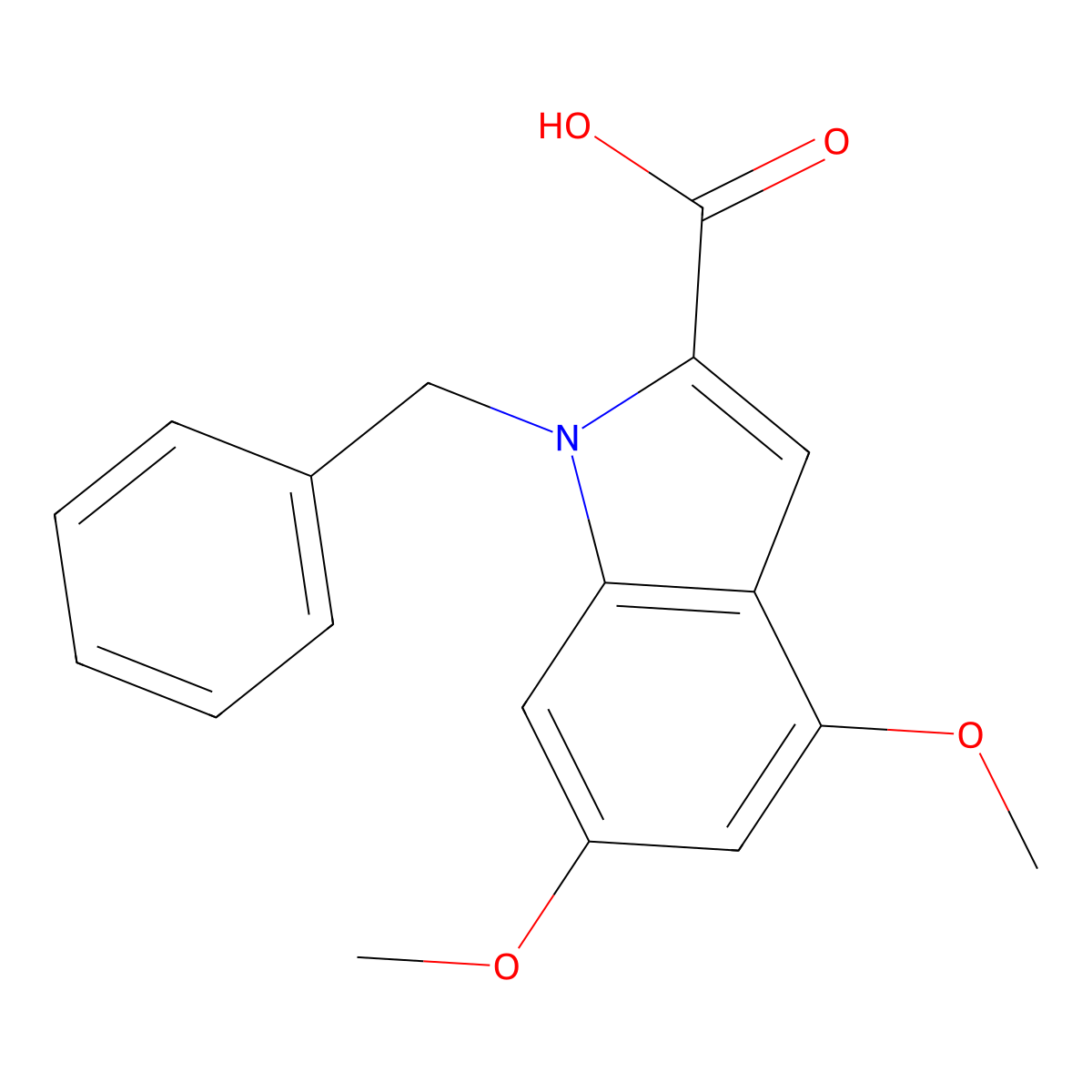 1-Benzyl-4,6-dimethoxy-1H-indole-2-carboxylic acid molecular structure, CAS 1240578-60-2