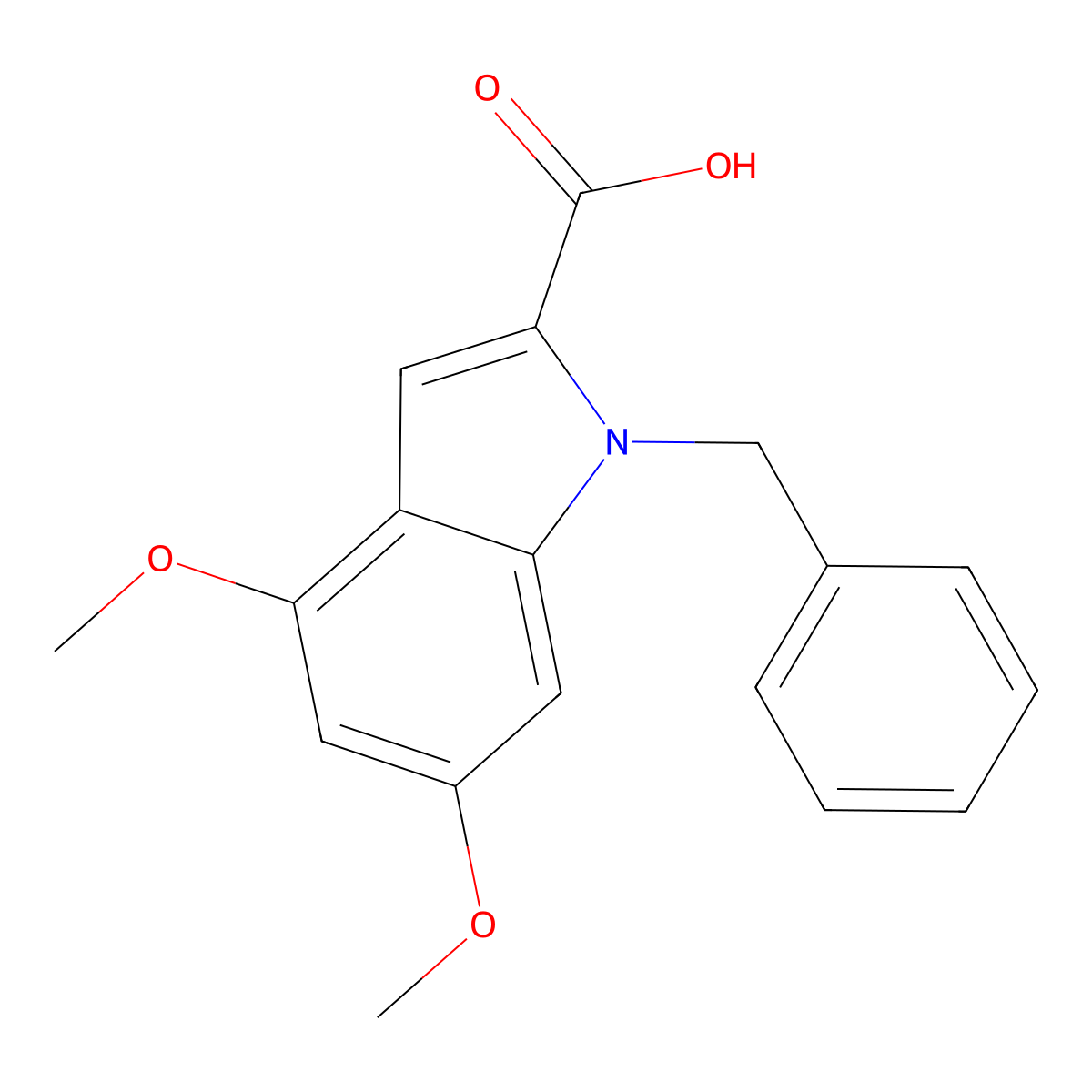 1-Benzyl-4,6-dimethoxy-1H-indole-2-carboxylic acid molecular structure, CAS 1240578-60-2