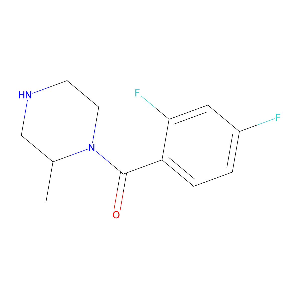 1-(2,4-Difluorobenzoyl)-2-methylpiperazine molecular structure, CAS 1240578-61-3