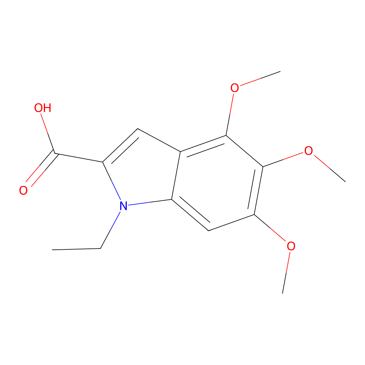 1-Ethyl-4,5,6-trimethoxy-1H-indole-2-carboxylic acid molecular structure, CAS 1240578-66-8