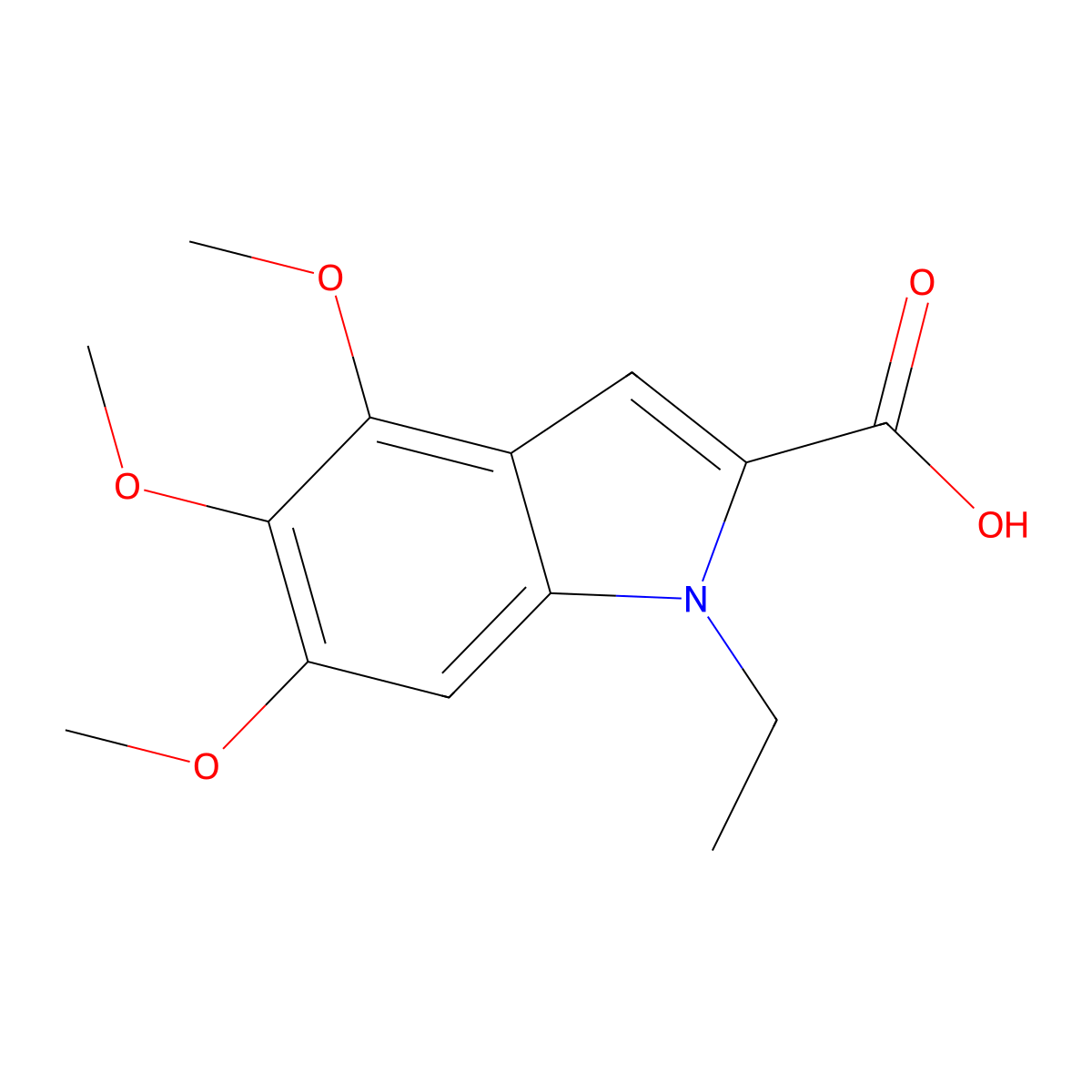 1-Ethyl-4,5,6-trimethoxy-1H-indole-2-carboxylic acid molecular structure, CAS 1240578-66-8