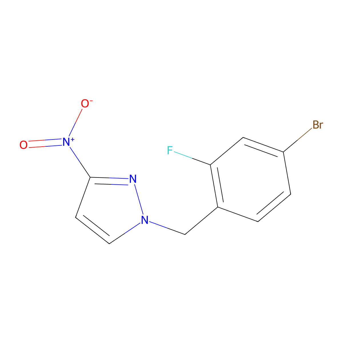 1-[(4-Bromo-2-fluorophenyl)methyl]-3-nitro-1H-pyrazole molecular structure, CAS 1240578-70-4