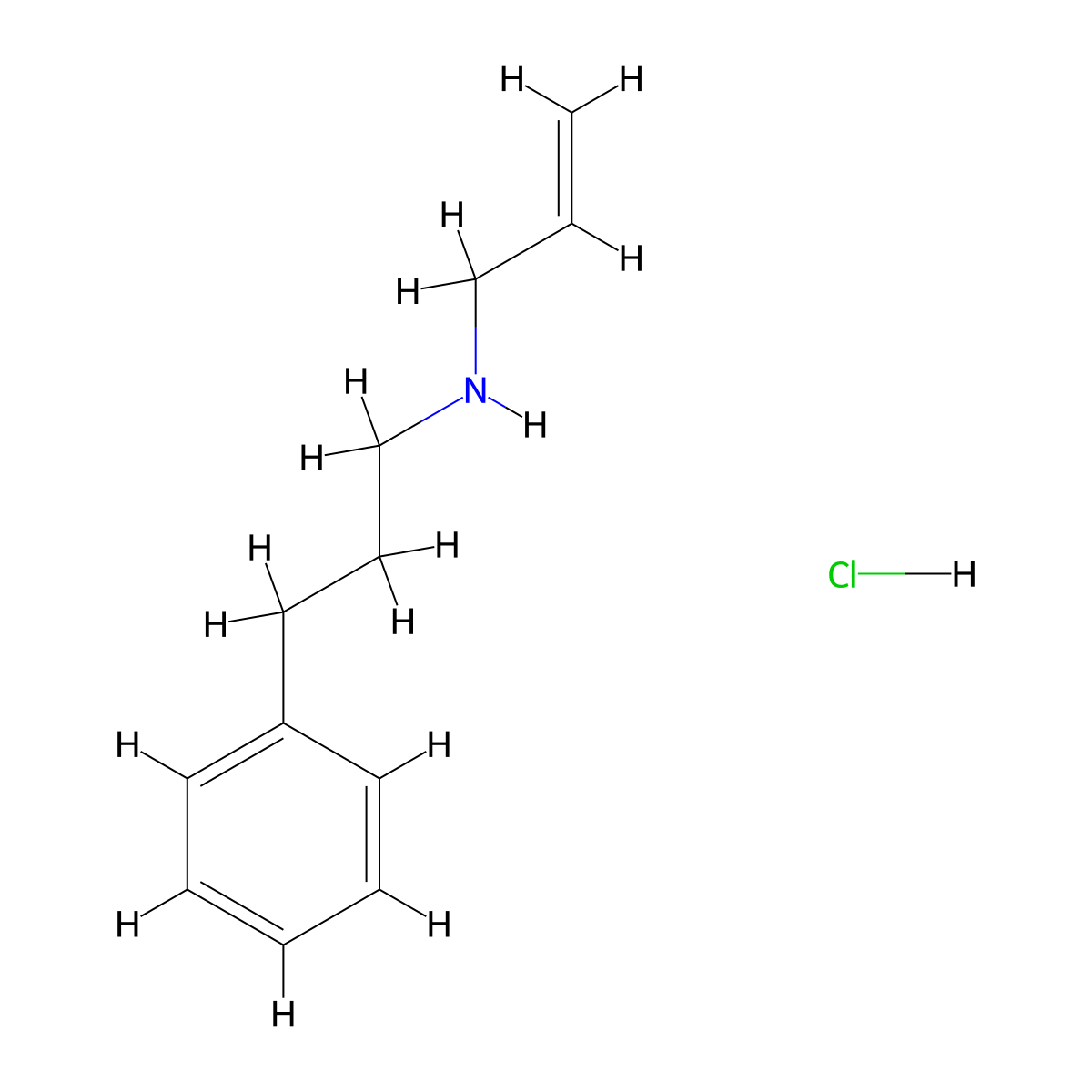 (3-Phenylpropyl)(prop-2-en-1-yl)amine hydrochloride molecular structure, CAS 1240578-76-0