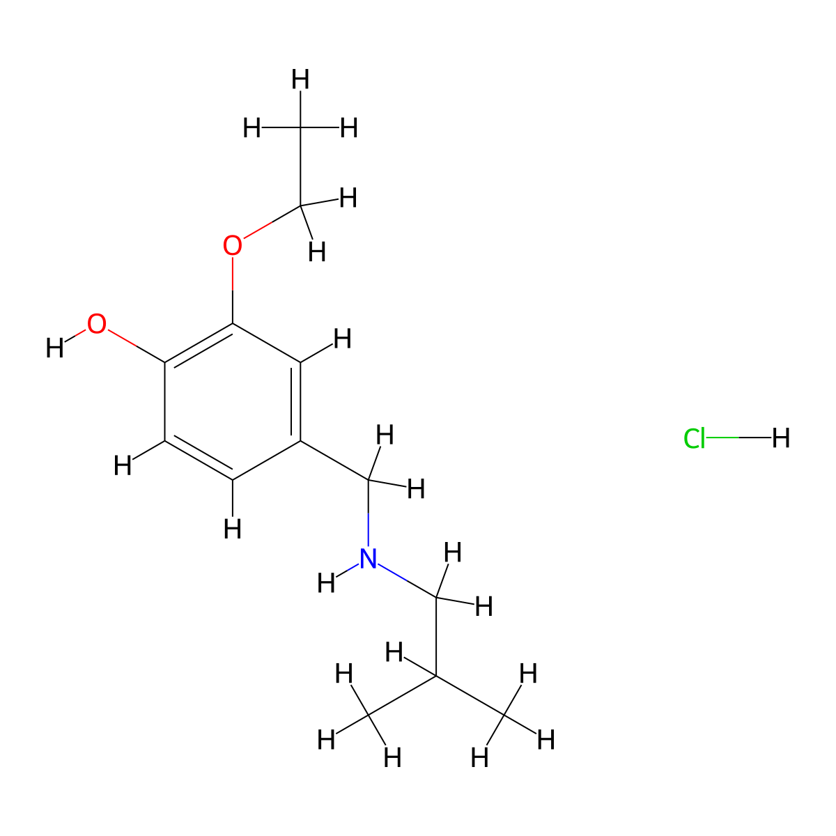 2-Ethoxy-4-{[(2-methylpropyl)amino]methyl}phenol hydrochloride molecular structure, CAS 1240578-77-1
