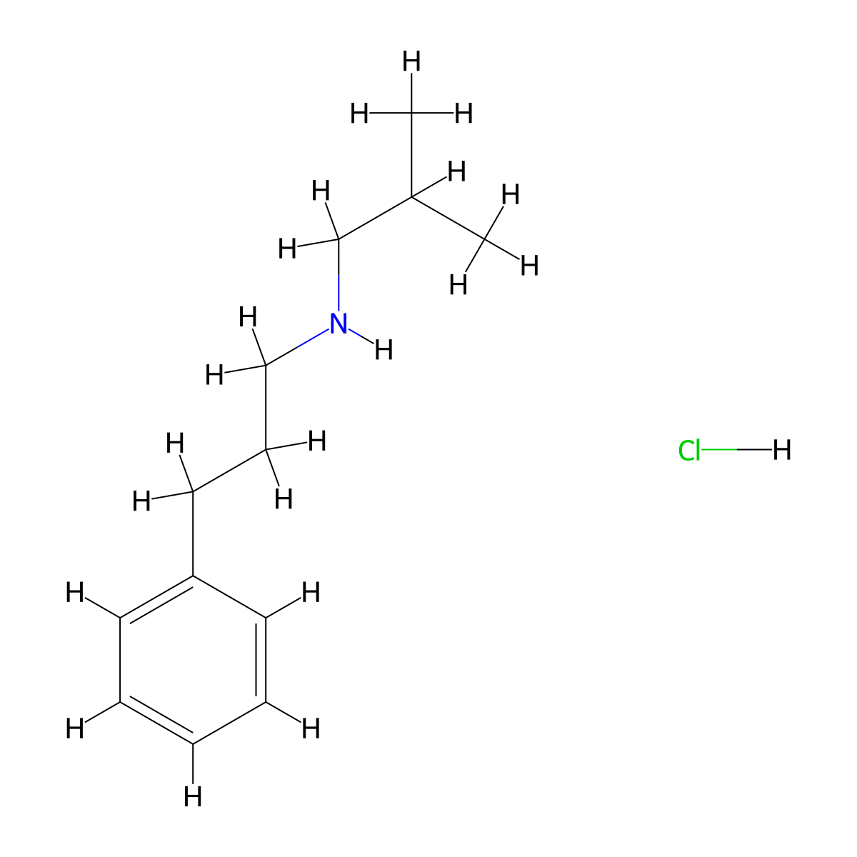 (2-Methylpropyl)(3-phenylpropyl)amine hydrochloride molecular structure, CAS 1240579-01-4