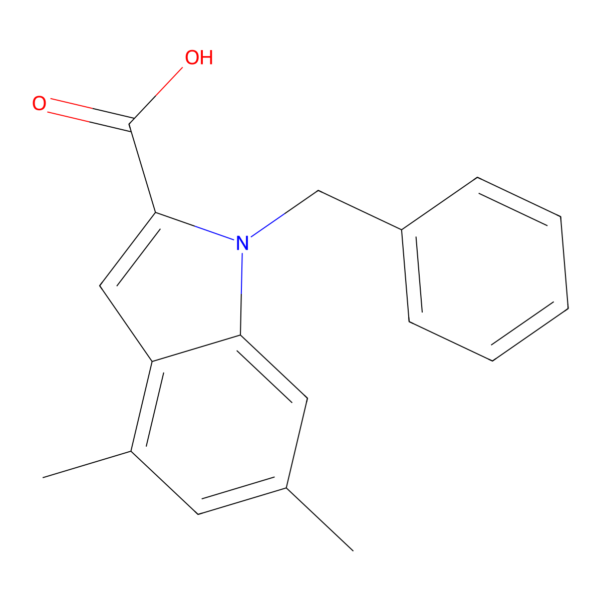 1-Benzyl-4,6-dimethyl-1H-indole-2-carboxylic acid molecular structure, CAS 1240579-04-7