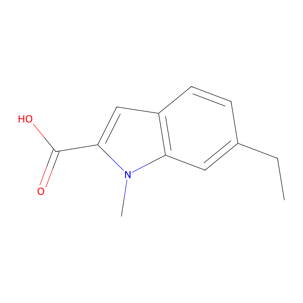 6-Ethyl-1-methyl-1H-indole-2-carboxylic acid molecular structure, CAS 1240579-09-2