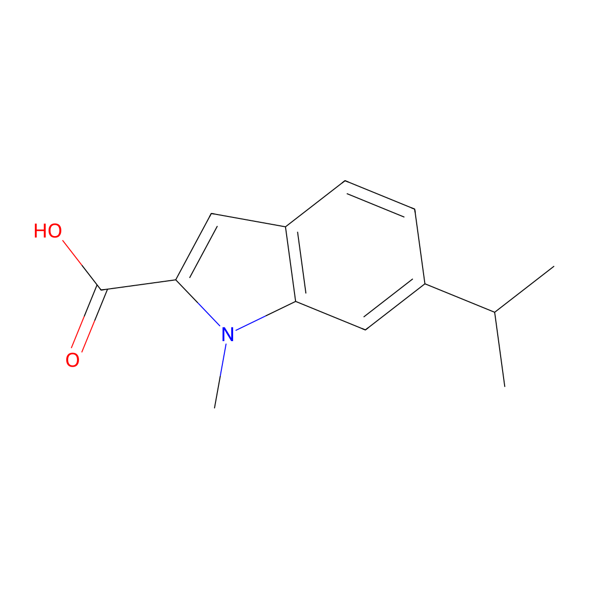 1-Methyl-6-(1-methylethyl)-1H-indole-2-carboxylic Acid molecular structure, CAS 1240579-11-6