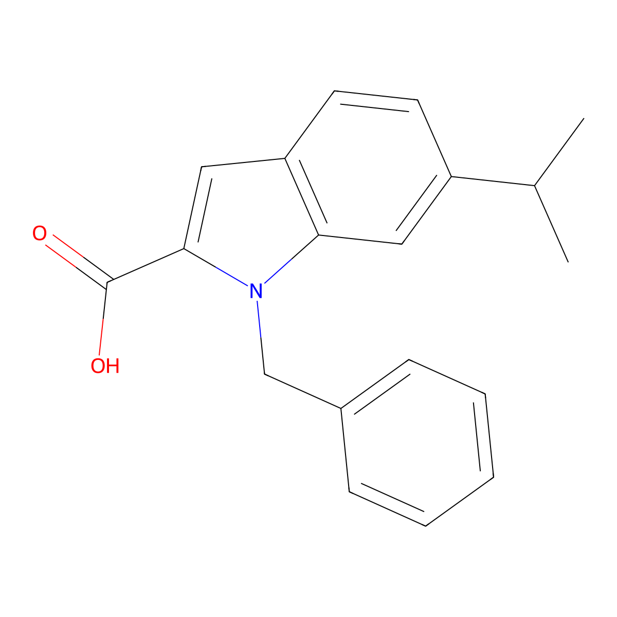 1-Benzyl-6-(propan-2-yl)-1H-indole-2-carboxylic acid molecular structure, CAS 1240579-16-1