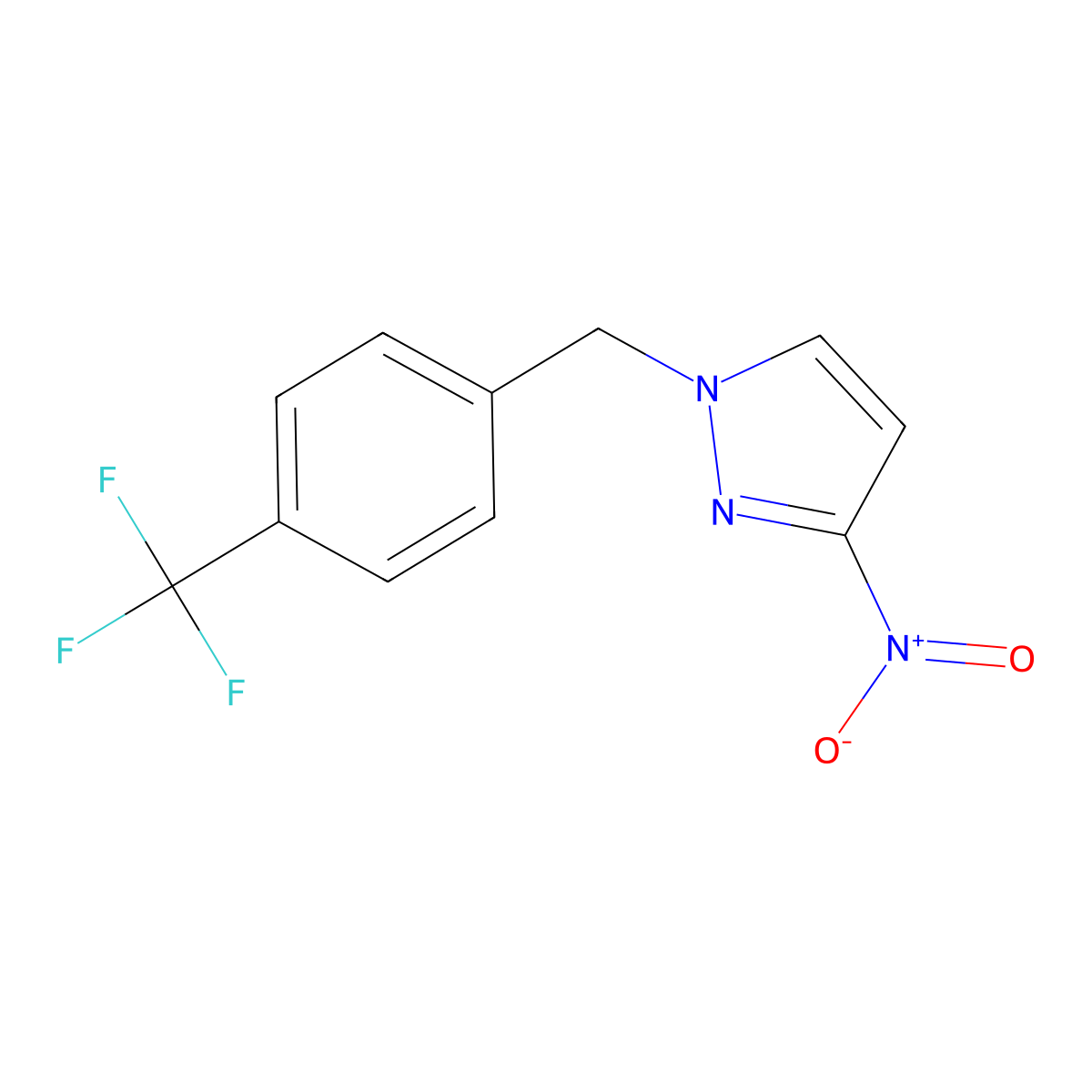 3-Nitro-1-{[4-(trifluoromethyl)phenyl]methyl}-1H-pyrazole molecular structure, CAS 1240579-25-2