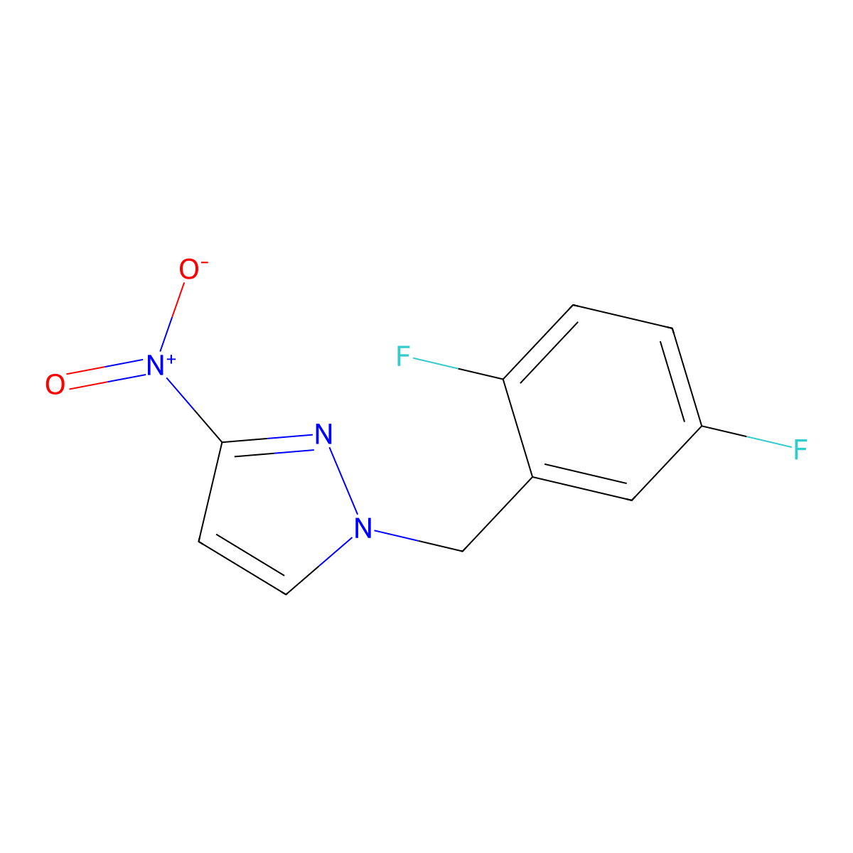 1-[(2,5-Difluorophenyl)methyl]-3-nitro-1H-pyrazole molecular structure, CAS 1240579-27-4