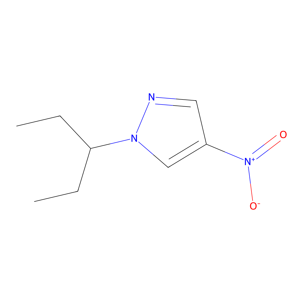 4-Nitro-1-(pentan-3-yl)-1H-pyrazole molecular structure, CAS 1240579-37-6