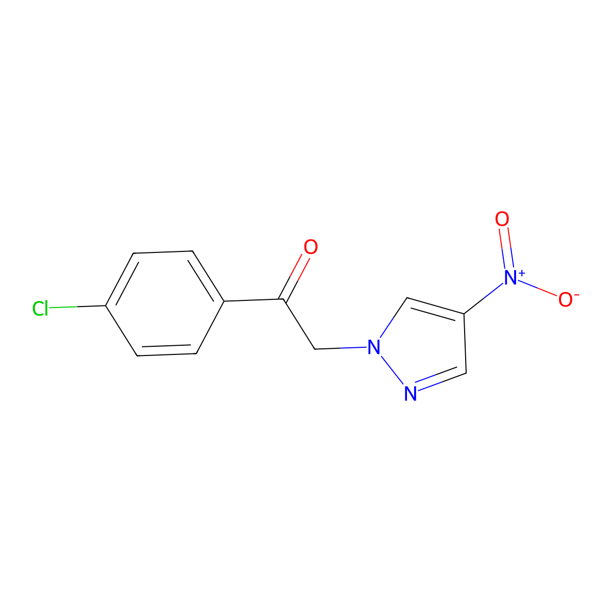 1-(4-Chlorophenyl)-2-(4-nitro-1H-pyrazol-1-yl)ethan-1-one molecular structure, CAS 1240579-38-7