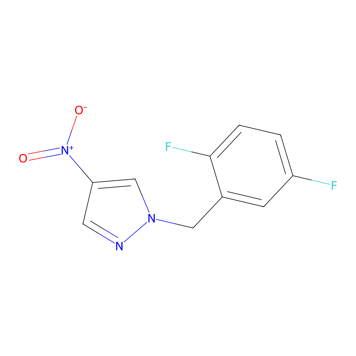 1-[(2,5-Difluorophenyl)methyl]-4-nitro-1H-pyrazole molecular structure, CAS 1240579-66-1