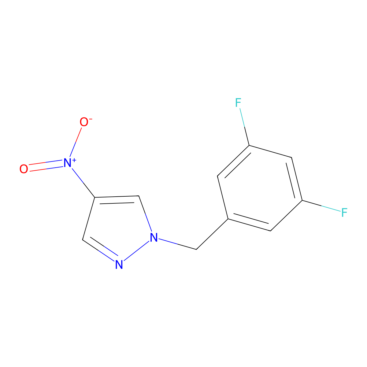 1-[(3,5-Difluorophenyl)methyl]-4-nitro-1H-pyrazole molecular structure, CAS 1240579-72-9