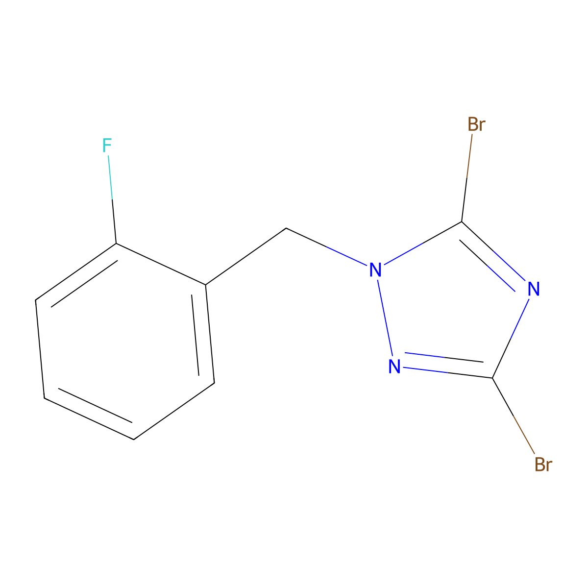 3,5-Dibromo-1-[(2-fluorophenyl)methyl]-1H-1,2,4-triazole molecular structure, CAS 1240579-91-2