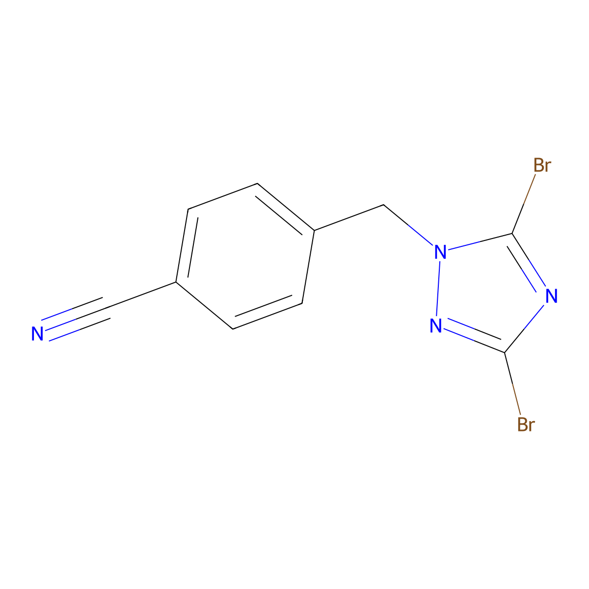 4-[(3,5-dibromo-1H-1,2,4-triazol-1-yl)methyl]benzonitrile molecular structure, CAS 1240580-17-9
