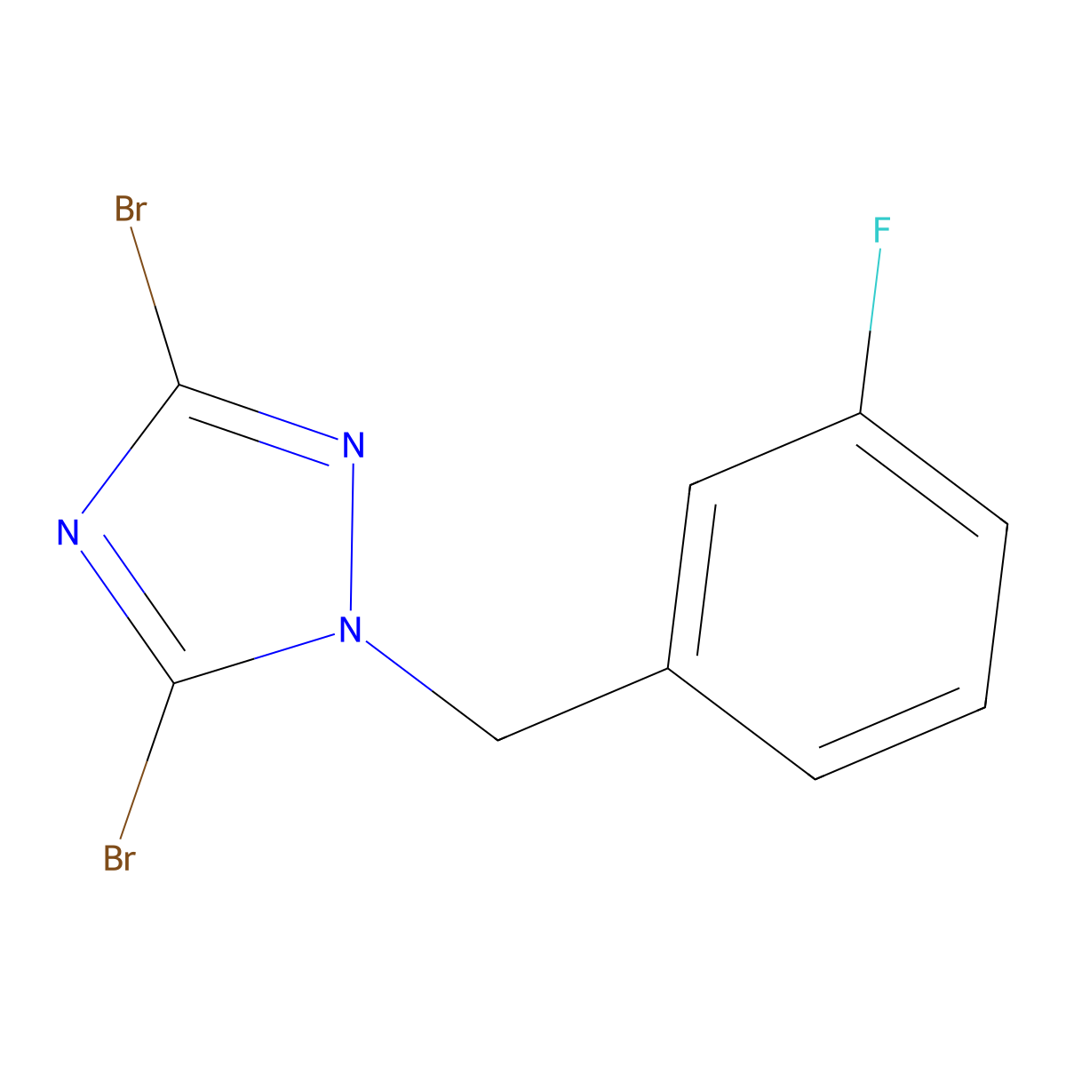 3,5-Dibromo-1-[(3-fluorophenyl)methyl]-1H-1,2,4-triazole molecular structure, CAS 1240580-18-0
