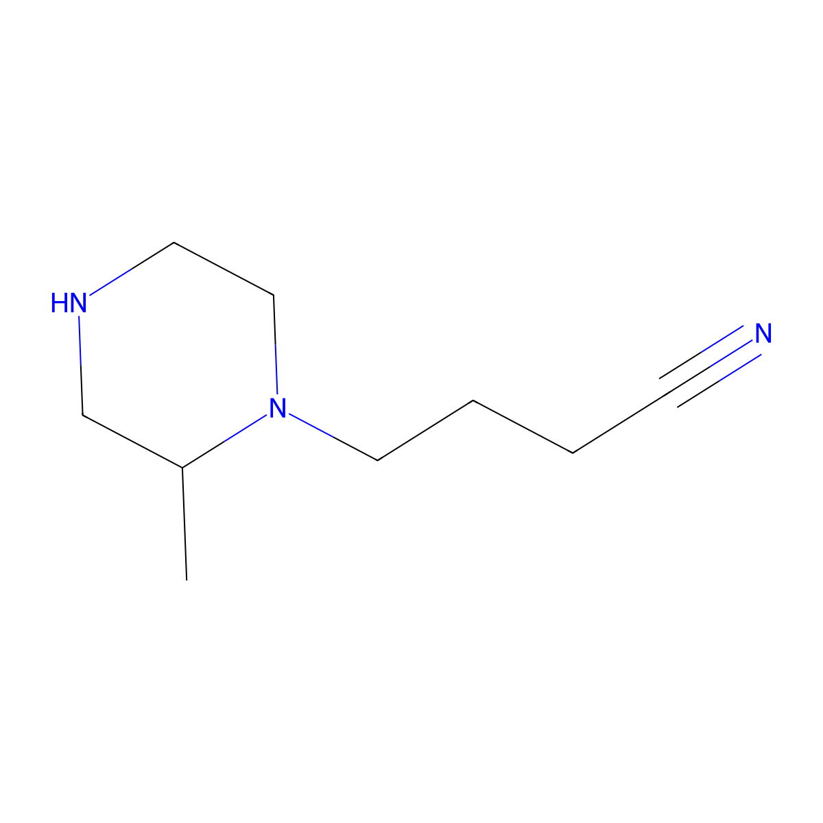 4-(2-Methylpiperazin-1-yl)butanenitrile molecular structure, CAS 1240580-39-5