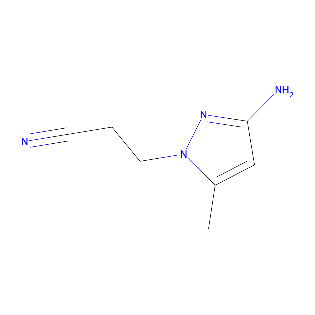 3-(3-amino-5-methyl-1H-pyrazol-1-yl)propanenitrile molecular structure, CAS 1240580-40-8