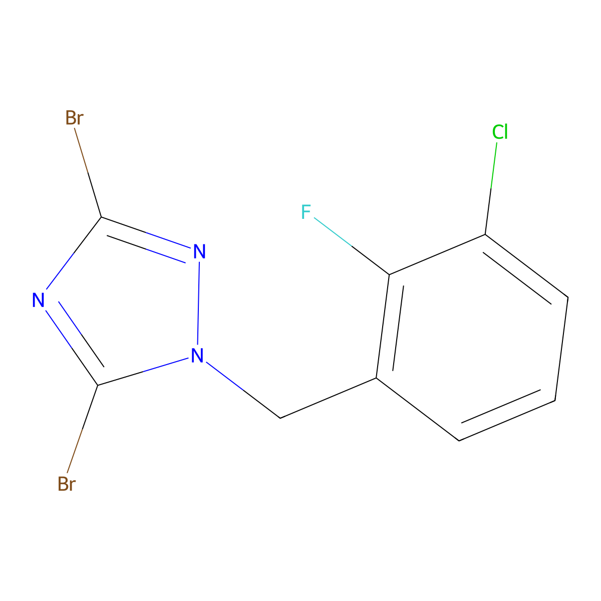 3,5-Dibromo-1-[(3-chloro-2-fluorophenyl)methyl]-1H-1,2,4-triazole molecular structure, CAS 1240580-48-6