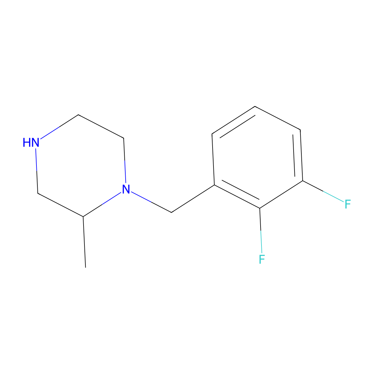 1-[(2,3-Difluorophenyl)methyl]-2-methylpiperazine molecular structure, CAS 1240580-49-7