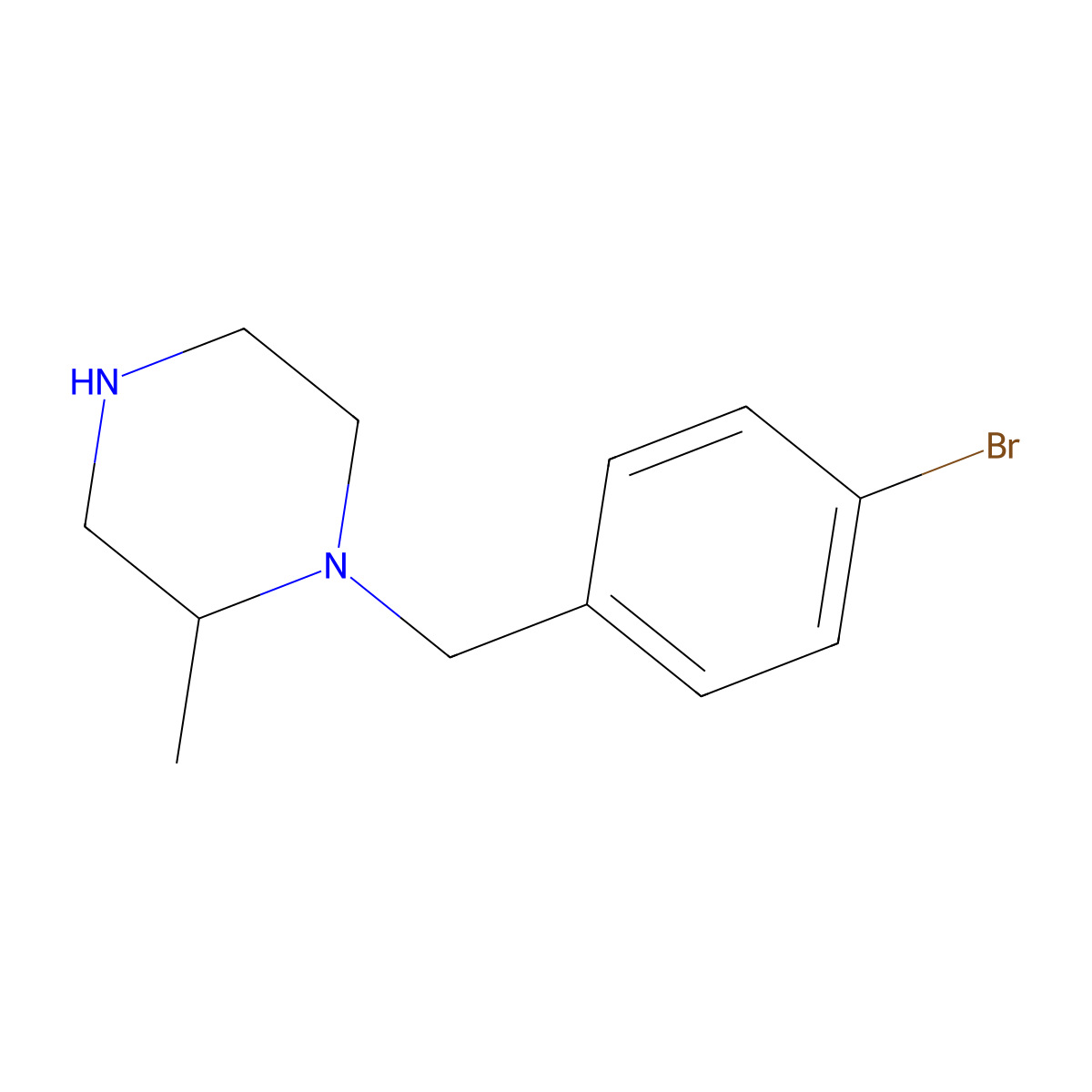 1-[(4-Bromophenyl)methyl]-2-methylpiperazine molecular structure, CAS 1240580-52-2