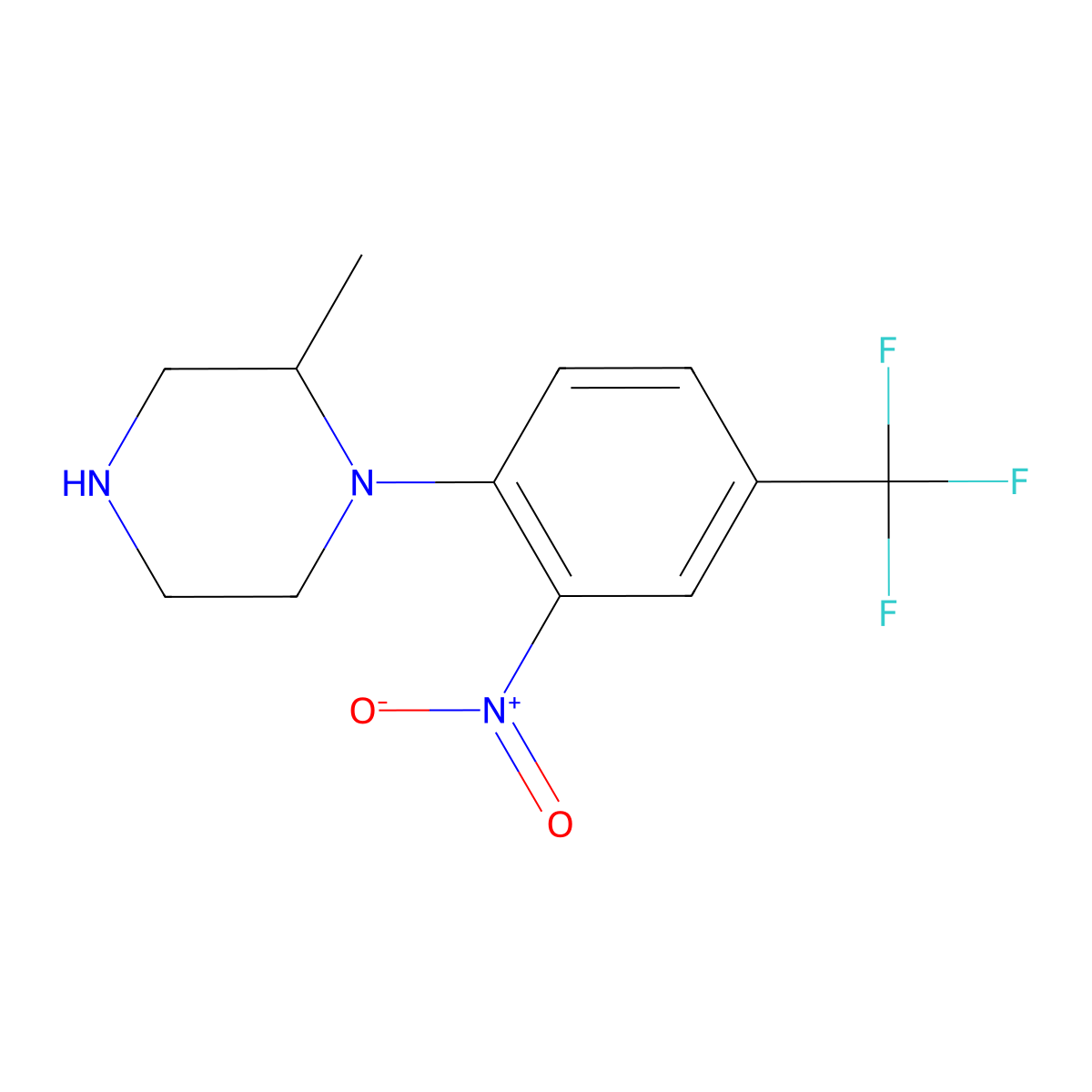 2-Methyl-1-[2-nitro-4-(trifluoromethyl)phenyl]piperazine molecular structure, CAS 1240580-58-8