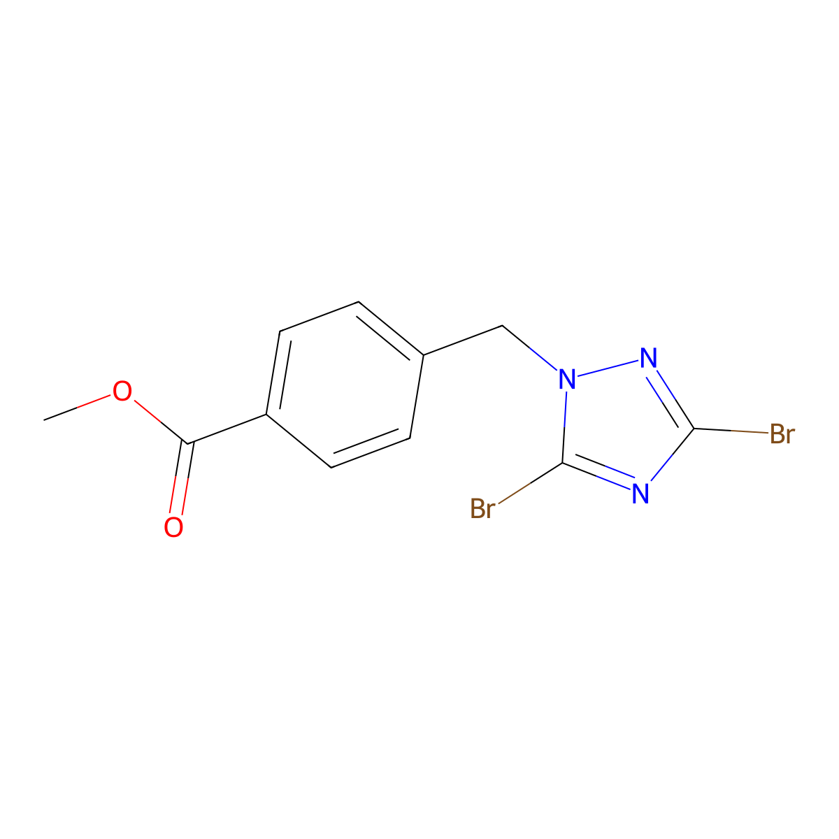 Methyl 4-[(3,5-dibromo-1H-1,2,4-triazol-1-yl)methyl]benzoate molecular structure, CAS 1240580-82-8