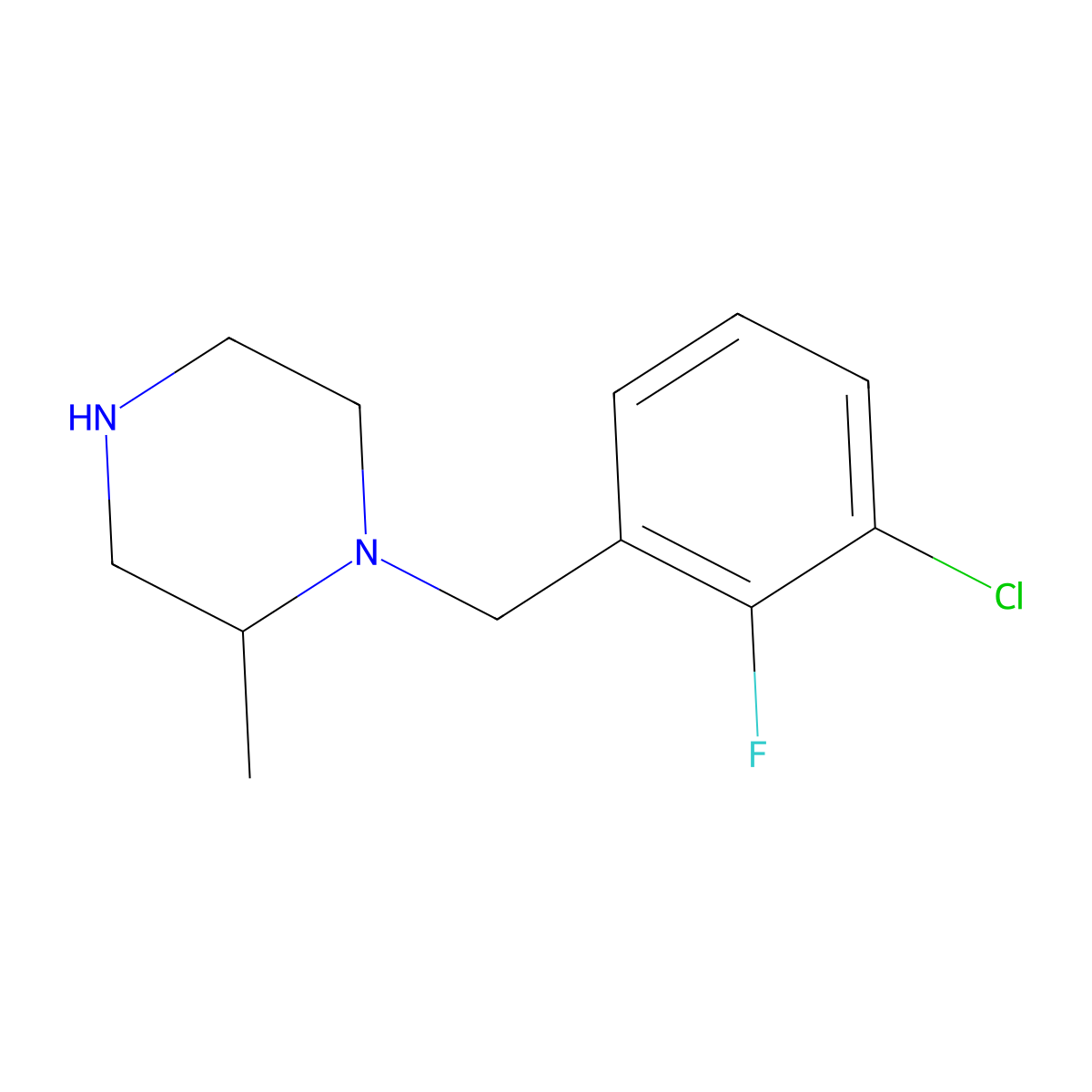 1-[(3-Chloro-2-fluorophenyl)methyl]-2-methylpiperazine molecular structure, CAS 1240580-93-1